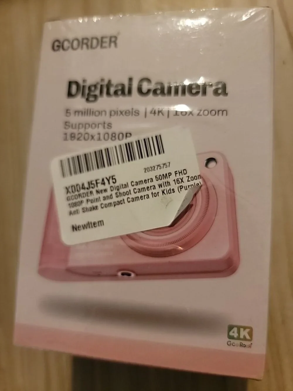 Digital Camera, 4K Vlogging Kids Camera with 44MP & 16X Zoom Anti-Shake, Pink